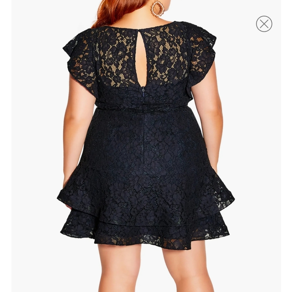 NWT Ruffle Navy Blue Mini Dress - Picture 2 of 4